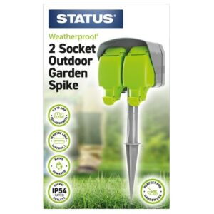 STATUS 2G 15MTR SPIKE EXTENSION SOCKET IP54 GREEN