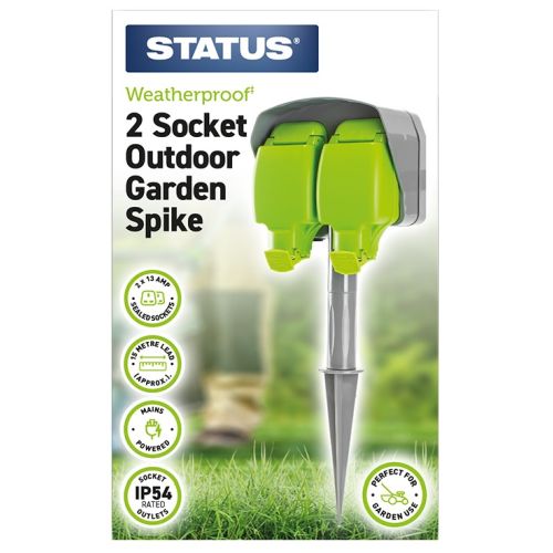 STATUS 2G 15MTR SPIKE EXTENSION SOCKET IP54 GREEN