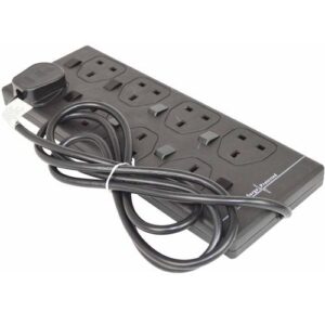 8-GANG 2-MTR INDIVIDUALY SWITCHED BLACK SURGE EXTENSION LEAD
