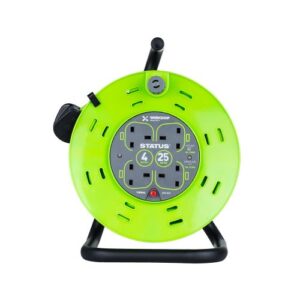 STATUS 25M 13A 4-SKT METAL FRAME REEL