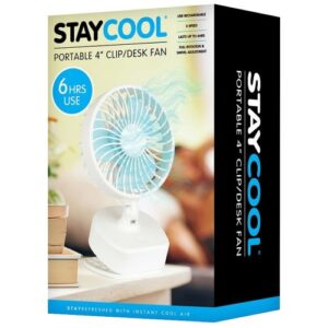 LLOYTRON 4" CLIP/DESK USB RECHARGEABLE FAN (F1905WH)