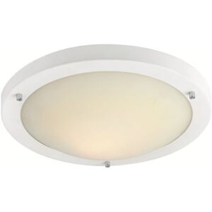 FIRSTLIGHT RONDO FLUSH CEILING FITTING MATT WHITE WITH OPAL GLASS