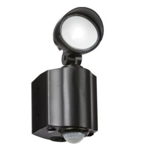 KNIGHTSBRIDGE 230V IP44 8W LED SINGLE SPOT BLACK SECURITY LIGHT WITH PIR