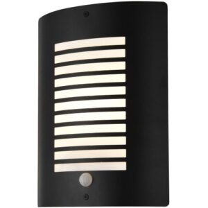 FORUM SIGMA PANEL SLATED BLACK WALL LIGHT WITH PIR