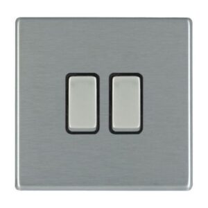 Hamilton Hartland CFX 74CR22SS-B 2G 10AX 2 Way Rocker Switch - Satin Steel/Black