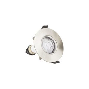 INTEGRAL EVOFIRE FIRE RATED DOWNLIGHT 70MM CUTOUT IP65 SATIN NICKEL ROUND +GU10 HOLDER