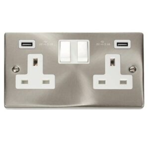 CLICK DECO VICTORIAN SATIN CHROME 2G SOCKET USB 4.2A DECO