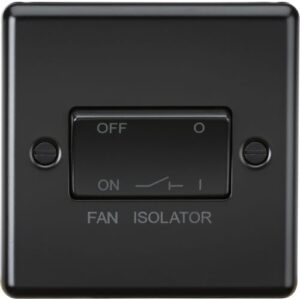 KNIGHTSBRIDGE MATT BLACK ROUNDED EDGE FAN ISOLATOR SWITCH