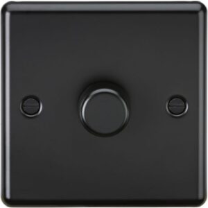 KNIGHTSBRIDGE MATT BLACK 1G 2W 10-200W (5-150W LED) ROUNDED EDGE DIMMER