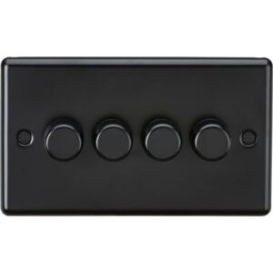 KNIGHTSBRIDGE MATT BLACK 4G 2W 10-200W (5-150W LED) ROUNDED EDGE DIMMER