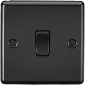 KNIGHTSBRIDGE MATT BLACK ROUNDED EDGE 1G 2W SWITCH