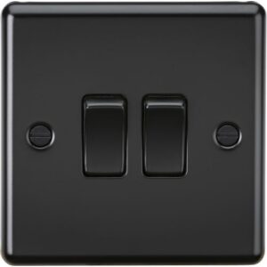 KNIGHTSBRIDGE MATT BLACK ROUNDED EDGE 2G 2W SWITCH