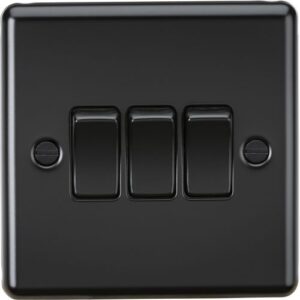 KNIGHTSBRIDGE MATT BLACK ROUNDED EDGE 3G 2W SWITCH