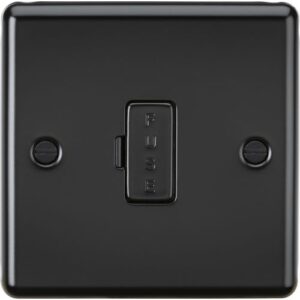 KNIGHTSBRIDGE MATT BLACK ROUNDED EDGE UN-SWITCHED FUSED SPUR