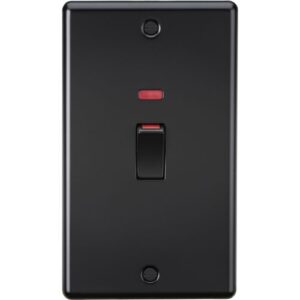 KNIGHTSBRIDGE MATT BLACK ROUNDED EDGE 2G 45A VERTICAL SWITCH
