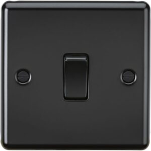 KNIGHTSBRIDGE MATT BLACK ROUNDED EDGE 20A D/POLE SWITCH