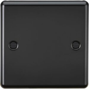KNIGHTSBRIDGE MATT BLACK ROUNDED EDGE 1G BLANK PLATE