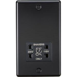 KNIGHTSBRIDGE MATT BLACK ROUNDED EDGE SHAVER SOCKET