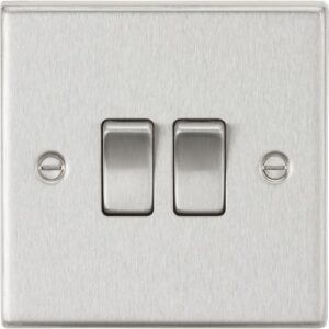 KNIGHTSBRIDGE 10AX 2G 2-WAY PLATE SWITCH - SQUARE EDGE BRUSHED CHROME