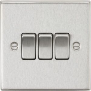 KNIGHTSBRIDGE 10AX 3G 2 WAY PLATE SWITCH - SQUARE EDGE BRUSHED CHROME