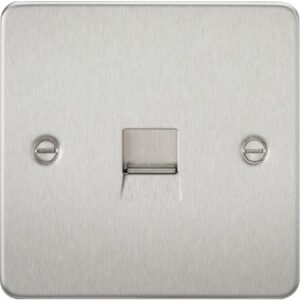 KNIGHTSBRIDGE FLAT PLATE TELEPHONE MASTER SOCKET - BRUSHED CHROME