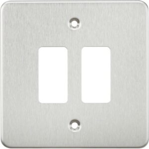 KNIGHTSBRIDGE FLAT PLATE 2G GRID FACEPLATE - BRUSHED CHROME