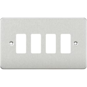 KNIGHTSBRIDGE FLAT PLATE 4G GRID FACEPLATE - BRUSHED CHROME
