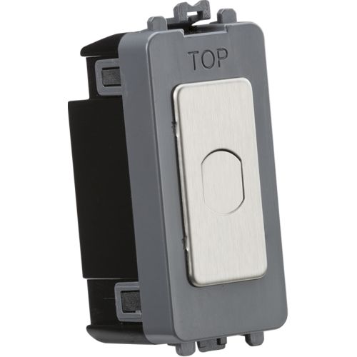 KNIGHTSBRIDGE 1G 1-WAY 10-200W (10-100W LED) TRAILING EDGE DIMMER (PRESS TYPE) - BRUSHED CHROME