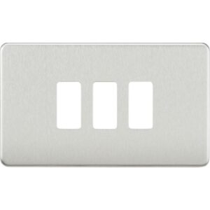KNIGHTSBRIDGE SCREWLESS 3G GRID FACEPLATE - BRUSHED CHROME