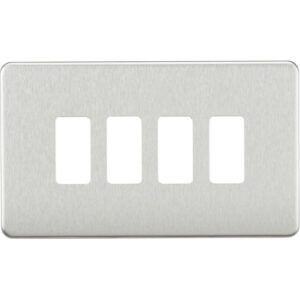 KNIGHTSBRIDGE SCREWLESS 4G GRID FACEPLATE - BRUSHED CHROME