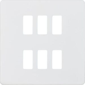 KNIGHTSBRIDGE SCREWLESS 6G GRID FACEPLATE - MATT WHITE