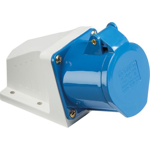 KNIGHTSBRIDGE 240V IP44 32A ANGLED SURFACE MOUNT SOCKET 2P + E
