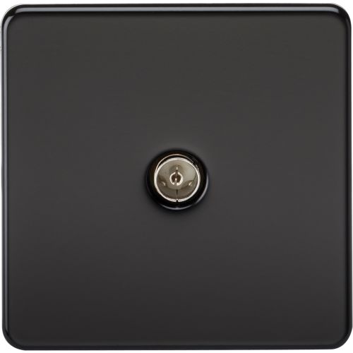 KNIGHTSBRIDGE SCREWLESS 1G TV OUTLET (NON-ISOLATED) - MATT BLACK