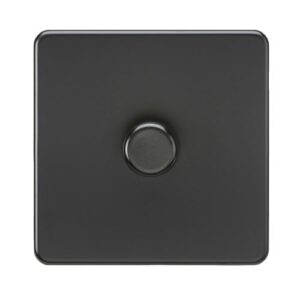 KNIGHTSBRIDGE SCREWLESS 1G 2-WAY 10-200W (5-150W LED) TRAILING EDGE DIMMER - MATT BLACK
