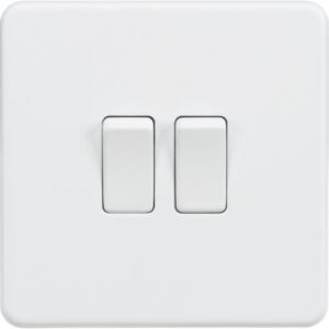 KNIGHTSBRIDGE SCREWLESS 10AX 2G 2-WAY SWITCH - MATT WHITE