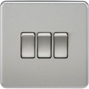 KNIGHTSBRIDGE SCREWLESS 10AX 3G 2-WAY SWITCH - BRUSHED CHROME