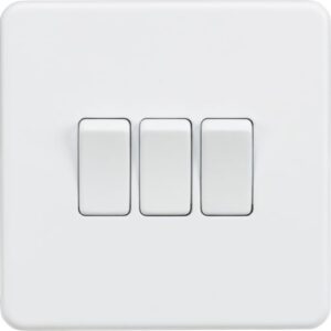 KNIGHTSBRIDGE SCREWLESS 10AX 3G 2-WAY SWITCH - MATT WHITE