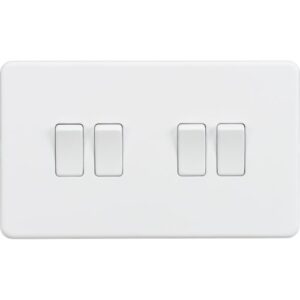 KNIGHTSBRIDGE SCREWLESS 10AX 4G 2-WAY SWITCH - MATT WHITE