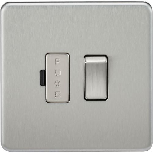 KNIGHTSBRIDGE SCREWLESS 13A SWITCHED FUSED SPUR UNIT - BRUSHED CHROME