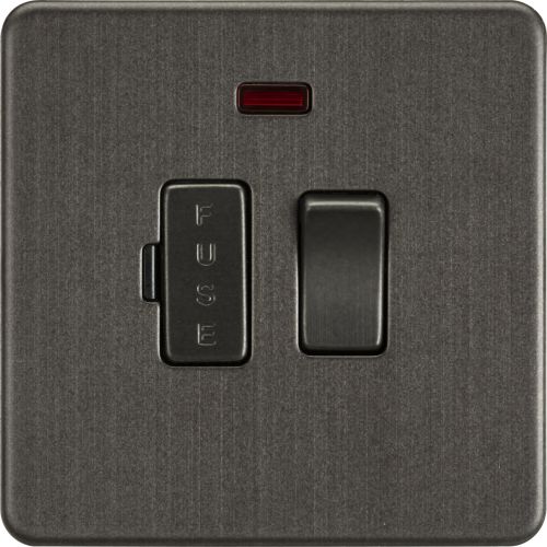 KNIGHTSBRIDGE SCREWLESS 13A SWITCHED FUSED SPUR UNIT WITH NEON - SMOKED BRONZE