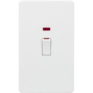 KNIGHTSBRIDGE SCREWLESS 45A 2G DP SWITCH WITH NEON - MATT WHITE