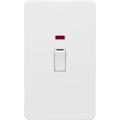 KNIGHTSBRIDGE SCREWLESS 45A 2G DP SWITCH WITH NEON - MATT WHITE