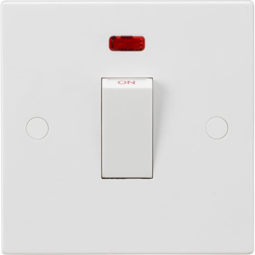 KNIGHTSBRIDGE SQUARE EDGE 1G 45A SWITCH (WHITE) + NEON