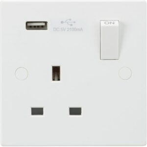 KNIGHTSBRIDGE SQUARE EDGE USB 1G SWITCHED SOCKET