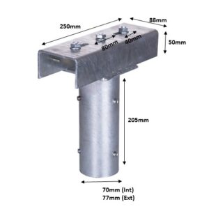 KR PRODUCTS STREET LIGHT BRACKET TO FIT OVER 60MM DIA COLUMN TO CARRY 1 X LED FLOODLIGHT