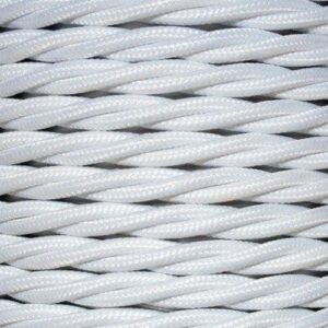 0.75MM 3C WHITE TWISTED  BRAIDED CABLE PER MTR
