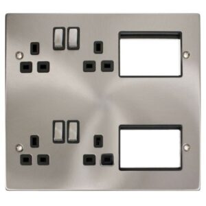 CLICK NEW MEDIA SEMI MODULAR PLATES 4 X SW SOCKET 6 X NM MOD APERTURE SATCH & BLACK