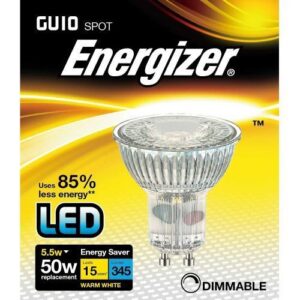ENERGIZER LED GU10 GLASS 5.5W=345L=50W WARM WHITE DIM