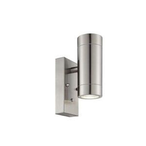 SAXBY PALIN 2-LT WALL LT IP44 STAINLESS STEEL+ PHOTOCELL.