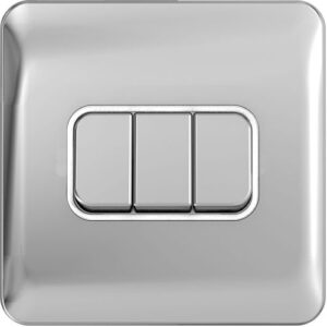 SCHNEIDER LISSE SCREWLESS POLISHED CHROME 3G 2W SWITCH WHITE INSERT
